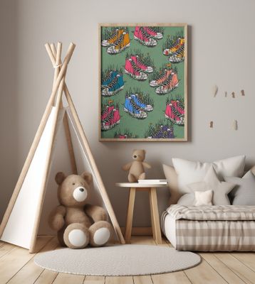 Colorful Sneakers In the Meadow