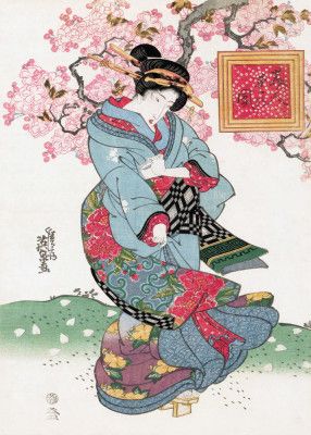 Japanese Woman (1828) Vintage Woodblock Print