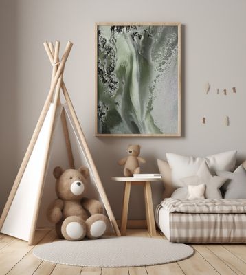 Hand Painted -Midnight Mirage - Green textured art