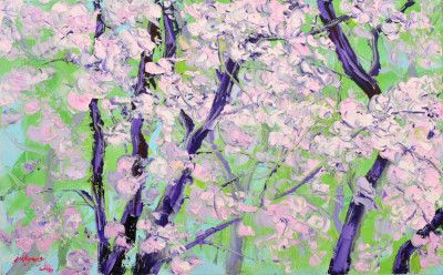 cherry blossoms oil on canvas