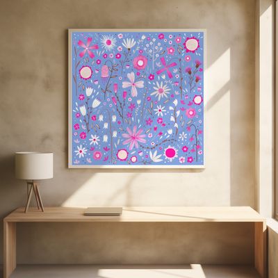 Fresh Flowers Pink And Blue