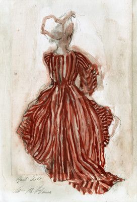 Woman In A Red Striped Dress