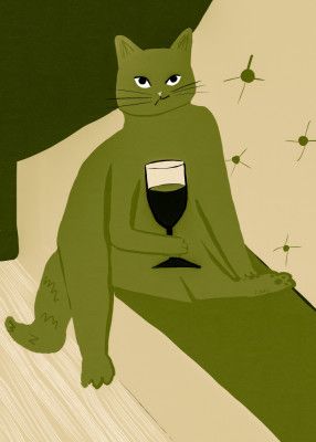 Big pink cat enjoying a wine