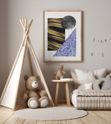 Geometric Shapes With A Black And Gold Textured