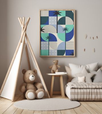 Palm Springs Desert Shapes And Palms Ocean Blue