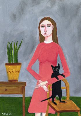 Cat Lady with Black Cat
