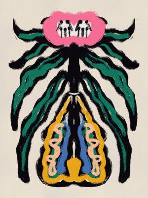 Symmetrical Design with a Pink Flower