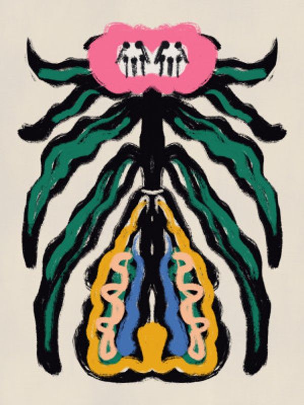 Symmetrical Design with a Pink Flower