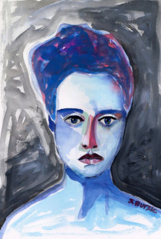 Lady watercolour woman portrait