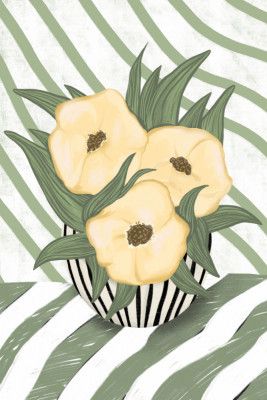 Yellow poppies in vase