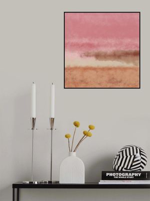 Abstract watercolor landscape in pastel colors no. 3. Pink, terra, orange.