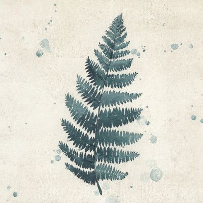 Teal watercolor fern 3