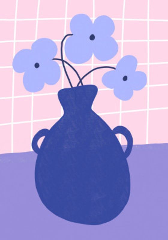 Minimalist Vase with Blue Flowers