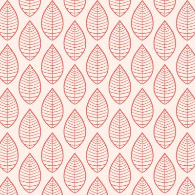 Red on Beige Leaves Pattern