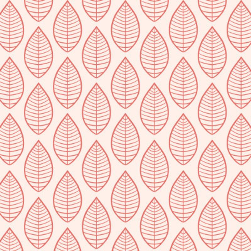 Red on Beige Leaves Pattern