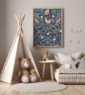 Gothic cottage dark blue pattern