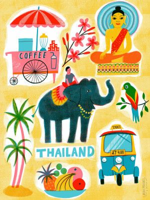 Screenprint Vintage Travel Thailand