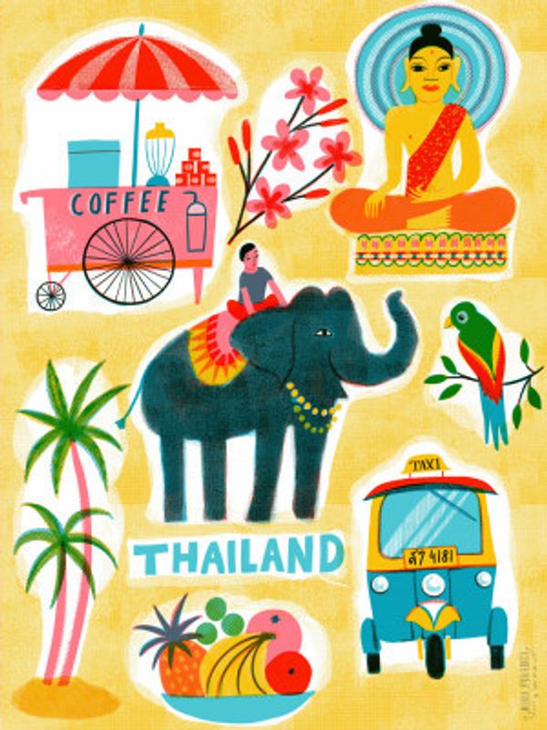 Screenprint Vintage Travel Thailand