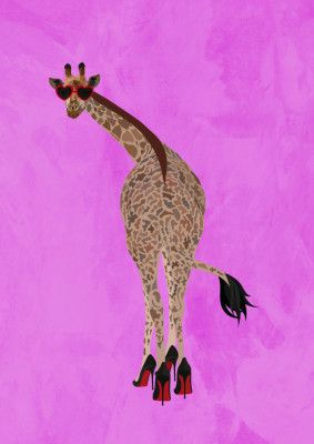 Quirky Giraffe wearing shoes