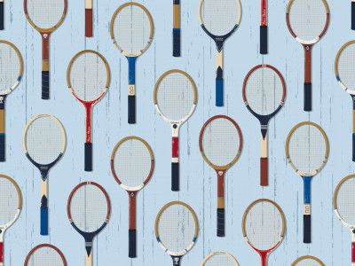 Vintage Tennis Rackets Light Blue