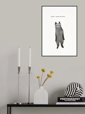 Cat wants Dinner - funny cat art