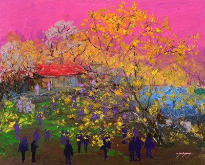 Cornus Officinalis Festival Oil On Canvas