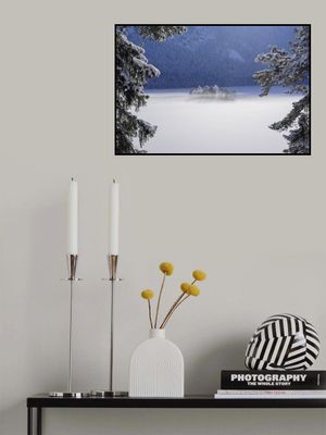 fog over frozen lake