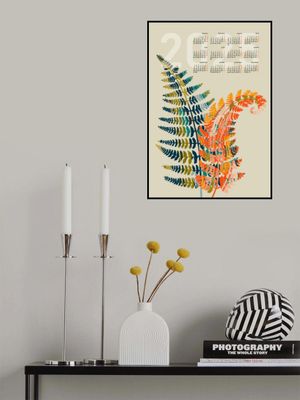 Calendar 2025 colorful fern leaves
