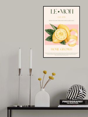 Vintage Style Sliced Lemon With Leaves