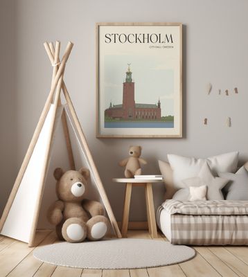 Stockholm City Hall Travel Poster
