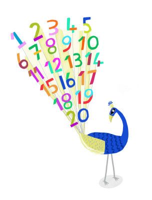 Beautiful Peacock with Numbers 1 to 20 by Carla Daly