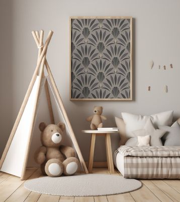 Art Deco Palm Leaves Fan Neutral