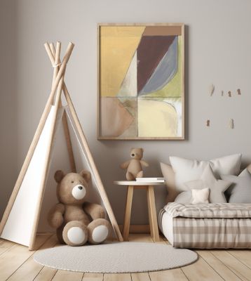 Dusty Pink Yellow Abstract No2 Art Print