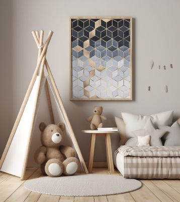 Soft Blue Gradient Cubes