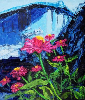 Marigold In the  Garden Oil Painting