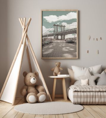 NYC Manhattan Bridge Panorama | urban vintage style