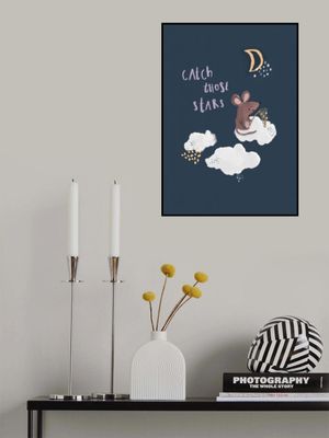 Catch Those Stars mouse on cloud - Simple Cute Kids &amp; baby nursery