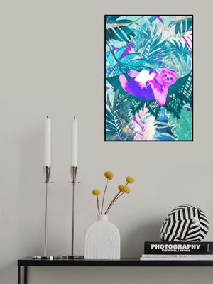 Pink and Green Neon Sloth in Hammock