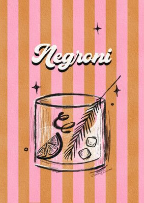 Negroni Drink on Stripes