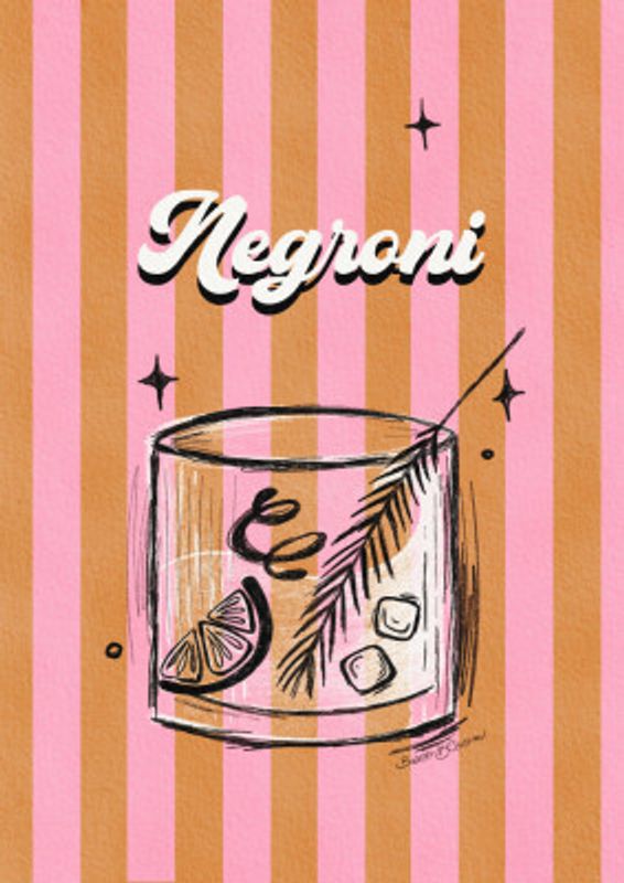 Negroni Drink on Stripes