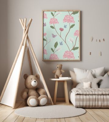 Chinoiserie Inspired Trailing Florals Art Print