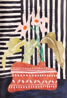 Delicate flowers in a hand-potted vase