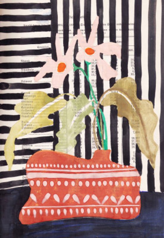 Delicate flowers in a hand-potted vase