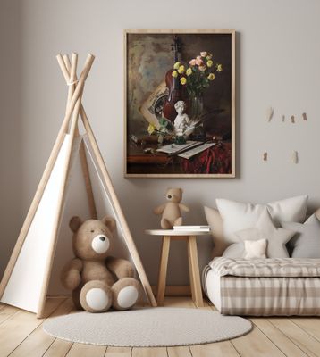 Still life with violin and bust