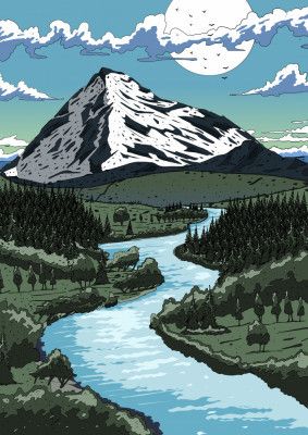 Mountain Range And River