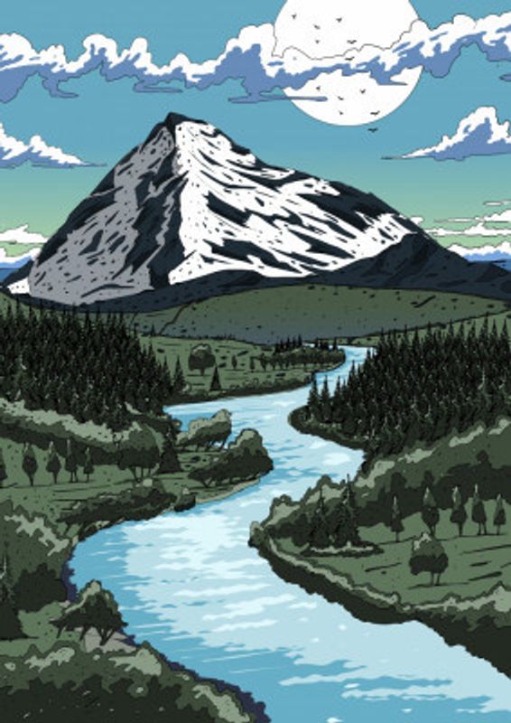 Mountain Range And River