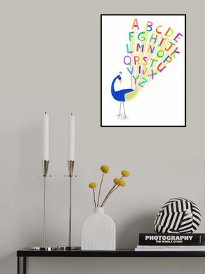 Beautiful Peacock with Alphabet Letters in Plume