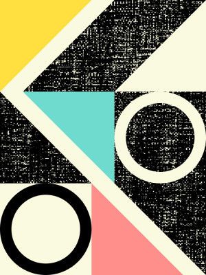 Vibrant Geometric Design with Distressed Textures