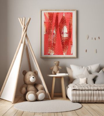 Red Geometric Weave No.2