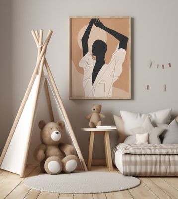 Minimal Abstract Art Sunset Girl